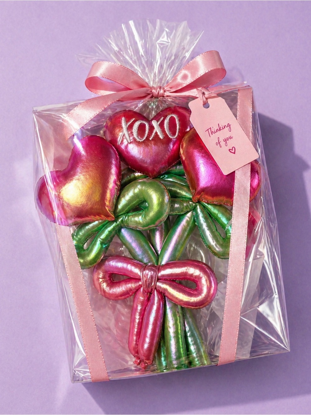 🧸 2/$45 🌹WAY TO CELEBRATE NWT Pink Heart Plush Bouquet Gift + Wrap Service
